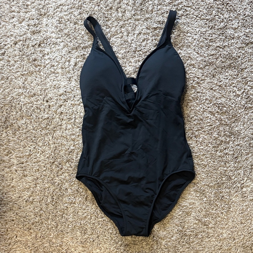 Seafolly Black One Piece Swimsuit - active v neck